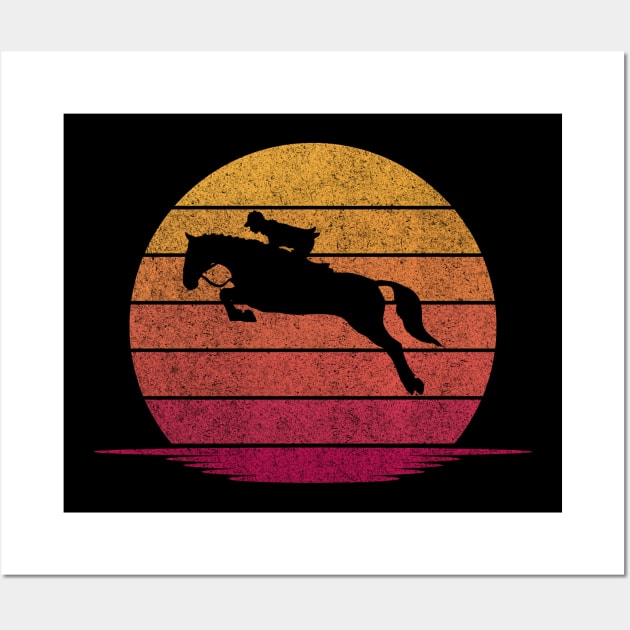 Awesome Funny Horseback riding Gift - Hobby Silhouette Sunset Design Wall Art by mahmuq